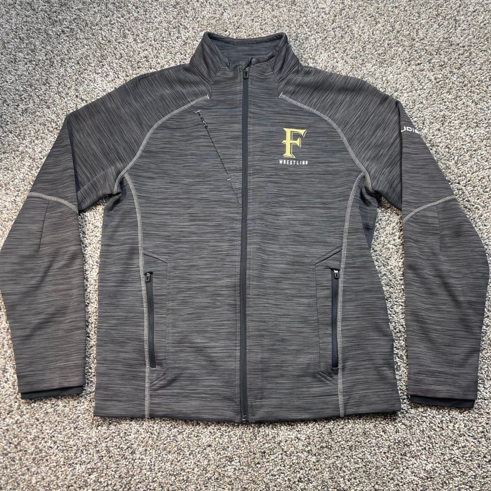 Rudis Men's Medium Wrestling Full Zip Jacket Grey Space Dye Fleece Lined 88697